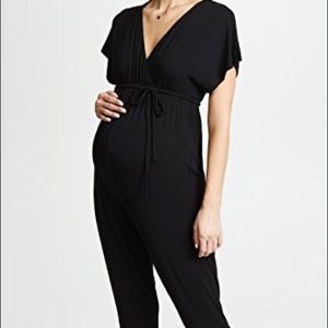 Maternity Knit Crossover Belted Jumpsuit